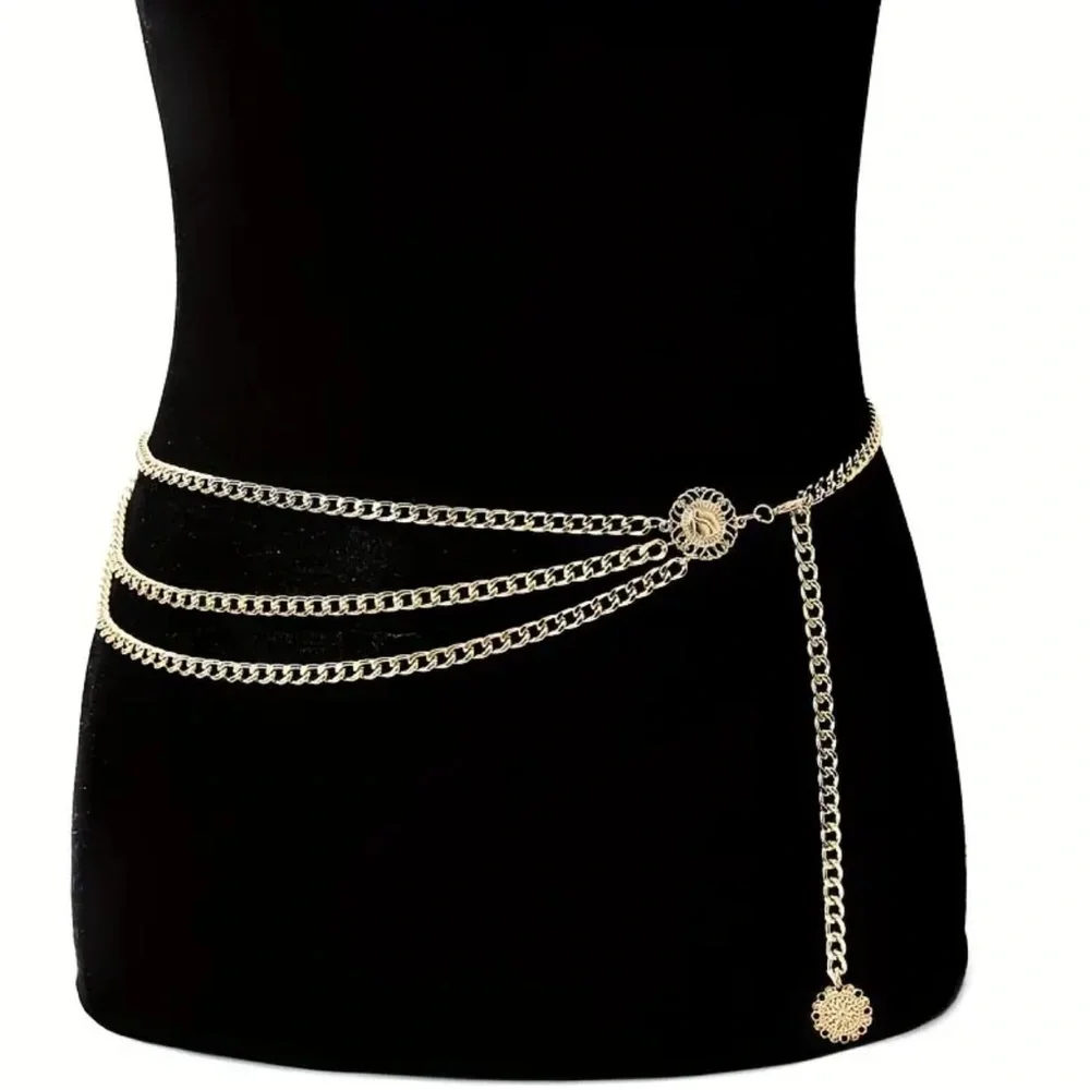 Golden‎ Plated Tassel Belt Chain Elegant Alloy Accessory Versatile Style